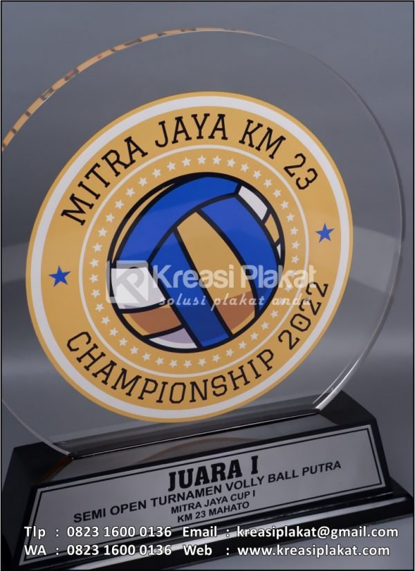Detail Plakat Akrilik Open Turnamen Volly Ball Mitra Jaya Cup